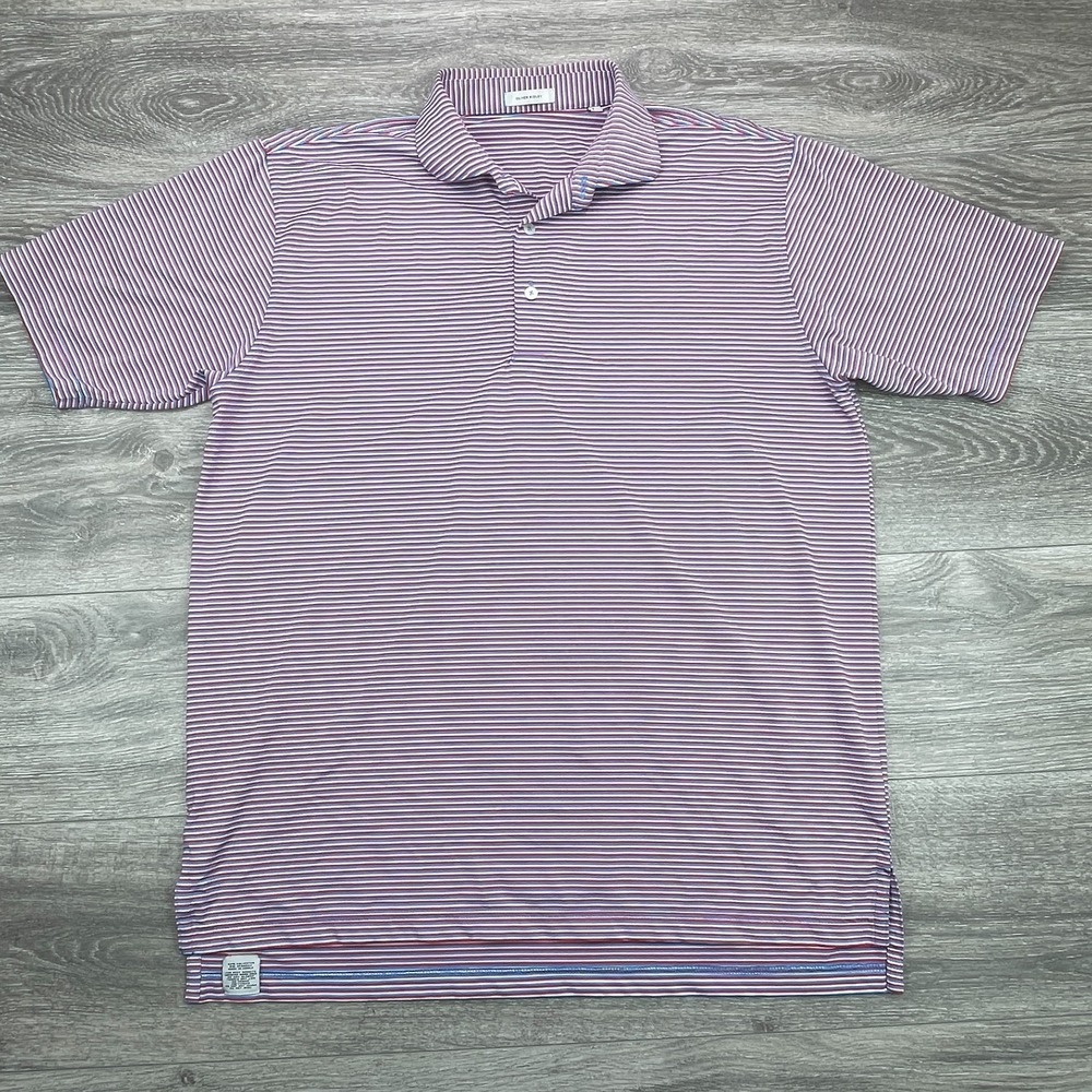 Oliver Ridley Polo Shirt Mens Large Striped Performance Stretch Golf Patriotic